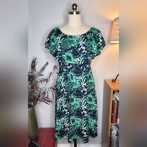 Mary Square Dress Green Navy Size XS